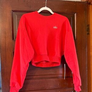 ALO Yoga Bold Red Cropped Hoodie